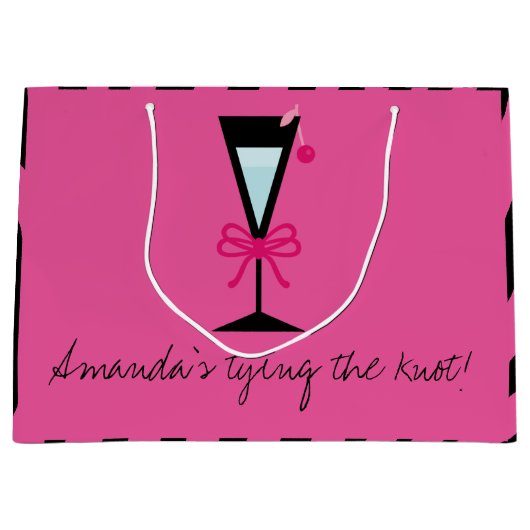 Bridesmaid-cadeau, gepersonaliseerd roze en zwart  large cadeautasje (Voorkant)