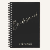 Bridesmaid Chic Minimalist Personalizationzwart Notitieboek (Voorkant)