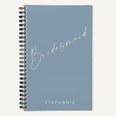 Bridesmaid Chic Minimalist Personalized Dusty Blue Notitieboek (Voorkant)