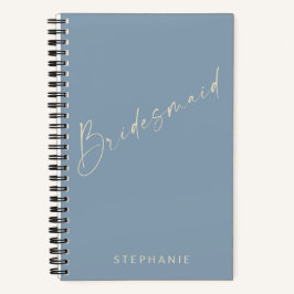 Bridesmaid Chic Minimalist Personalized Dusty Blue Notitieboek