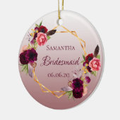 Bridesmaid cinnamon roos florals burgundy keramisch ornament (Links)