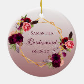 Bridesmaid cinnamon roos florals burgundy keramisch ornament (Achterkant)
