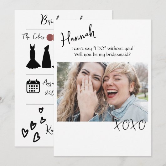 Bridesmaid-conceptkaarten Kaart (Voorkant / Achterkant)