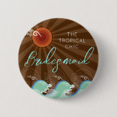 BRIDESMAID Cool Waves & Sun Beach Wedding Button (Voorkant)