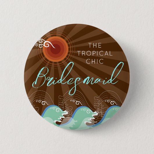 BRIDESMAID Cool Waves & Sun Beach Wedding Button (Voorkant)