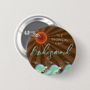 BRIDESMAID Cool Waves & Sun Beach Wedding Button