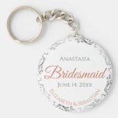 Bridesmaid Coral & Silver Lace White Wedding Gift Sleutelhanger (Voorkant)
