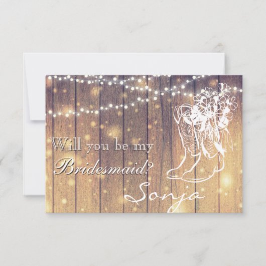 Bridesmaid - Cowboylaarzen, hout met licht Kaart (Voorkant)