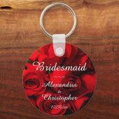 "Bridesmaid" - Crimson Rose Bouquet Sleutelhanger (Voorkant)