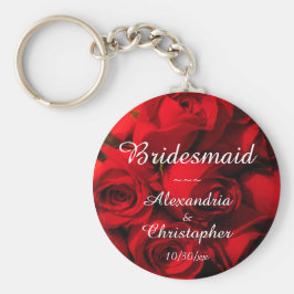 "Bridesmaid" - Crimson Rose Bouquet Sleutelhanger