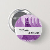 BRIDESMAID Custom Name ID Button Paarse Gowns V2 (Voorkant /achterkant)
