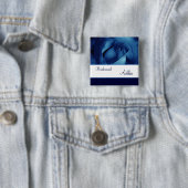 BRIDESMAID Custom Name Navy Blue Roos No. 05 Vierkante Button 5,1 Cm (In situ)