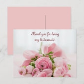 Bridesmaid Dank je roze rozen Briefkaart (Voorkant / Achterkant)