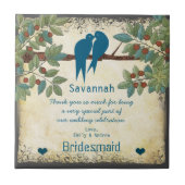 Bridesmaid Dank u Gift Tortelduifjes Tree Tegel Tegeltje (Voorkant)