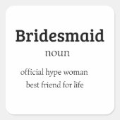 Bridesmaid Definition Candle, Bridesmaid Gift. Vierkante Sticker (Voorkant)
