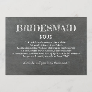 Bridesmaid Definition Funny Voorstel Kaart