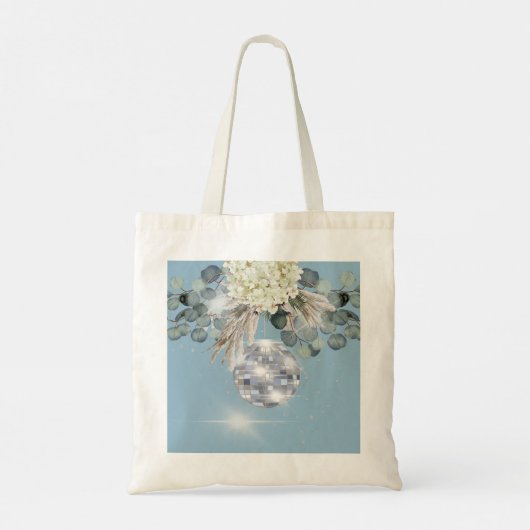 Bridesmaid Disco Ball Floral Blue Eucalyptus Tote Bag (Achterkant)