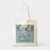 Bridesmaid Disco Ball Floral Blue Eucalyptus Tote Bag (Voorkant)
