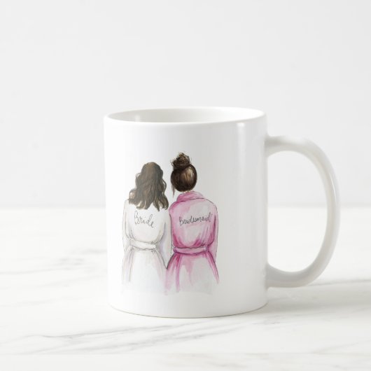 Bridesmaid? Dk Br Wavy Bride Dk Br Maid Koffiemok (Rechts)