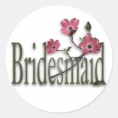 Bridesmaid/Dogwood Wedding Ronde Sticker (Voorkant)