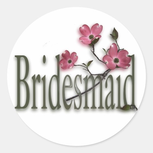 Bridesmaid/Dogwood Wedding Ronde Sticker (Voorkant)
