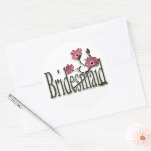 Bridesmaid/Dogwood Wedding Ronde Sticker (Envelop)