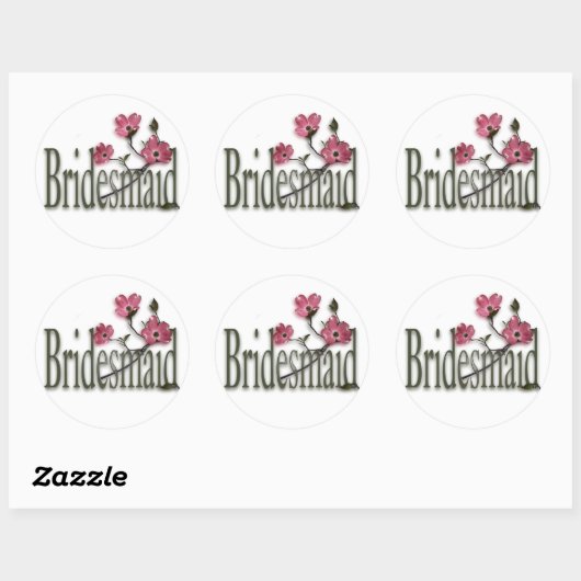 Bridesmaid/Dogwood Wedding Ronde Sticker (Vel)
