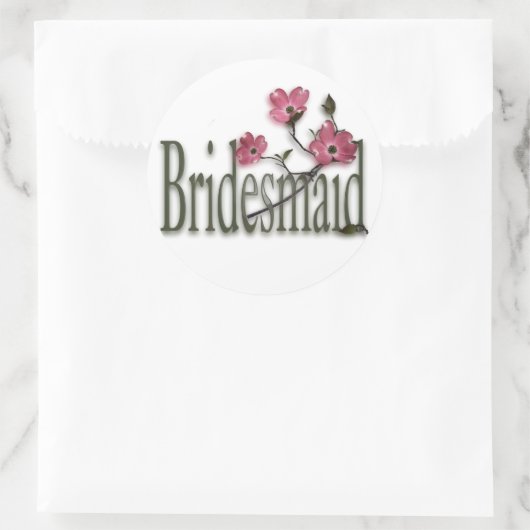 Bridesmaid/Dogwood Wedding Ronde Sticker (Tas)