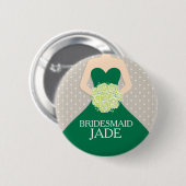 Bridesmaid donkergroene jurk genaamd trouwpin ronde button 5,7 cm (Voorkant /achterkant)