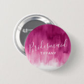 Bridesmaid donkerroze abstracte kunstbruiloft ronde button 5,7 cm (Voorkant /achterkant)