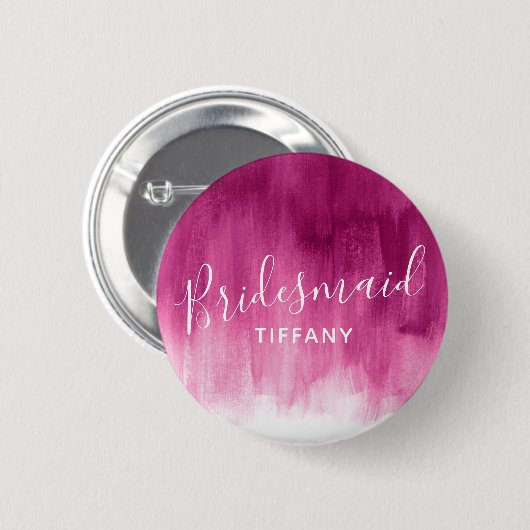 Bridesmaid donkerroze abstracte kunstbruiloft ronde button 5,7 cm (Voorkant /achterkant)