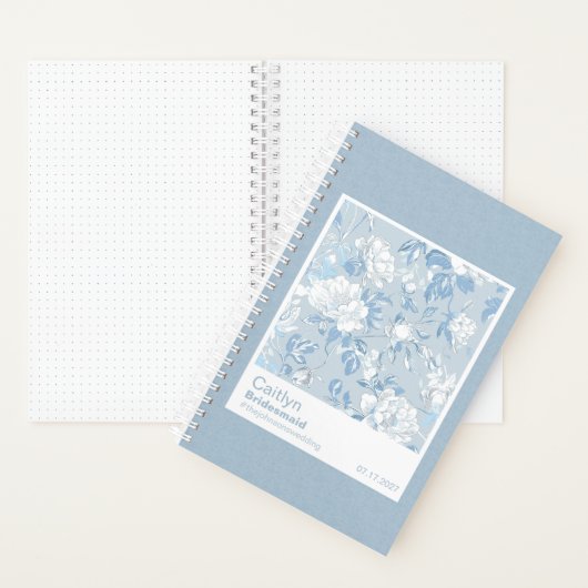 Bridesmaid Dusty Blue Floral Pattern Swatch Notitieboek (Binnen)