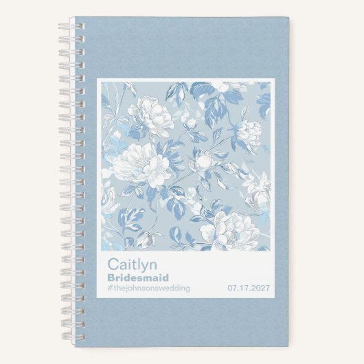 Bridesmaid Dusty Blue Floral Pattern Swatch Notitieboek (Voorkant)