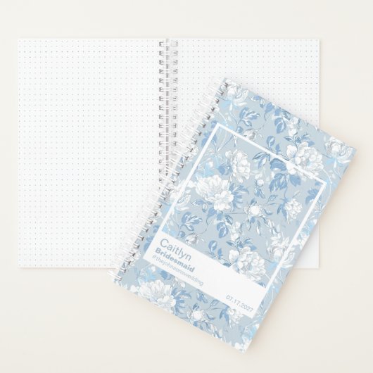 Bridesmaid Dusty Blue Floral Pattern Swatch Notitieboek (Binnen)