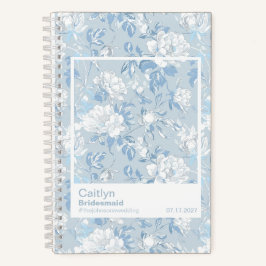 Bridesmaid Dusty Blue Floral Pattern Swatch Notitieboek