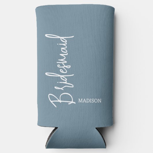 Bridesmaid Dusty Blue Script Specialized Weddensch Seltzer Blikjeskoeler (Voorkant)