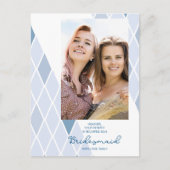 Bridesmaid Elegant Abstract Photo Blue Proposal Briefkaart (Voorkant)