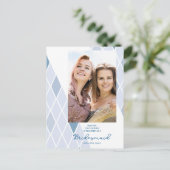 Bridesmaid Elegant Abstract Photo Blue Proposal Briefkaart (Staand voorkant)
