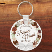 Bridesmaid Elegant Autumn Floral Wreath Wedding Sleutelhanger (Voorkant)
