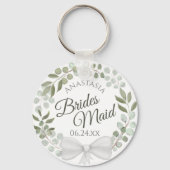Bridesmaid Elegant Eucalyptus Wreath Weddenschap Sleutelhanger (Voorkant)