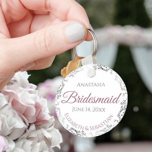 Bridesmaid Elegant Wedding Gift Dusty Roos Sleutelhanger