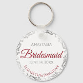Bridesmaid Elegant Wedding Gift Red en White Sleutelhanger (Voorkant)