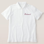 Bridesmaid Embroided Polo<br><div class="desc">Een perfect cadeau voor je bruidsmeisjes. Kute witte polo met aanpasbare bridesmaïde die aan de voorkant is geborduurd. Verander kleur om uw trouwkleuren aan te passen indien gewenst.</div>