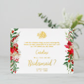 Bridesmaid Fancy Luxury Christmas Proposal Folie Uitnodiging (Staand Voorkant)