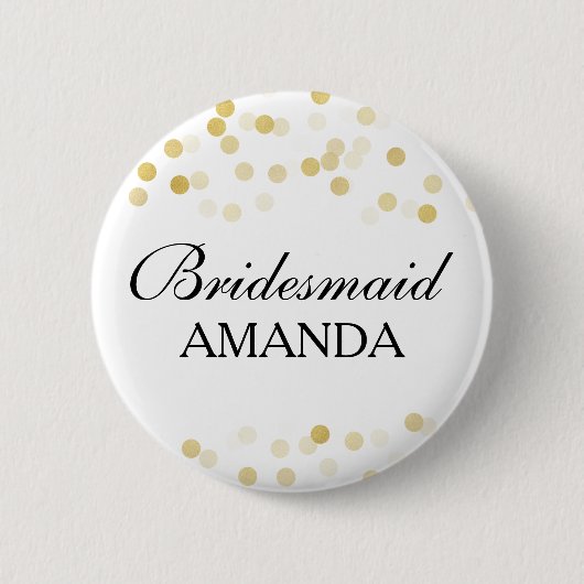 Bridesmaid Favor Faux Gold Foil Glitter Licht Ronde Button 5,7 Cm (Voorkant)