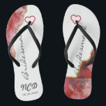 Bridesmaid Favor Monogram rood en goudgeit Teenslippers<br><div class="desc">Je zult van deze rode geo-agate steen houden met witte kristallen met gouden accenten. Geweldig voor je bruiloft.</div>