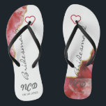 Bridesmaid Favor Monogram rood en goudgeit Teenslippers<br><div class="desc">Je zult van deze rode geo-agate steen houden met witte kristallen met gouden accenten. Geweldig voor je bruiloft.</div>
