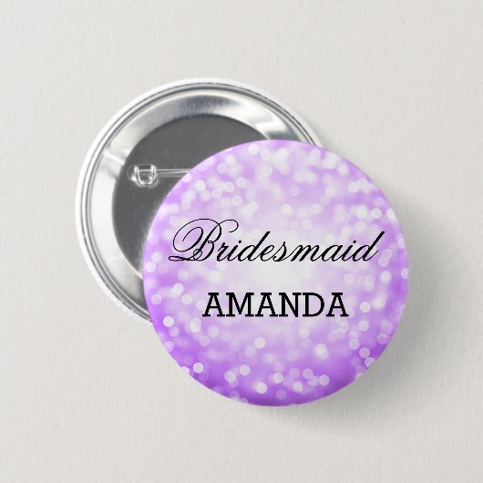 Bridesmaid Favor Paarse Glitter Lights Ronde Button 5,7 Cm (Voorkant /achterkant)