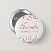Bridesmaid Favor Roos Gold Glitter Confetti White Ronde Button 5,7 Cm (Voorkant /achterkant)