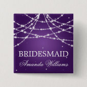 Bridesmaid Favor Sparking String Paars Vierkante Button 5,1 Cm (Voorkant)